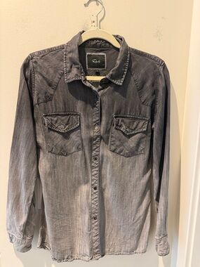 Rails ombré Charcoal Button-Down Shirt snap buttons Western inspired size small